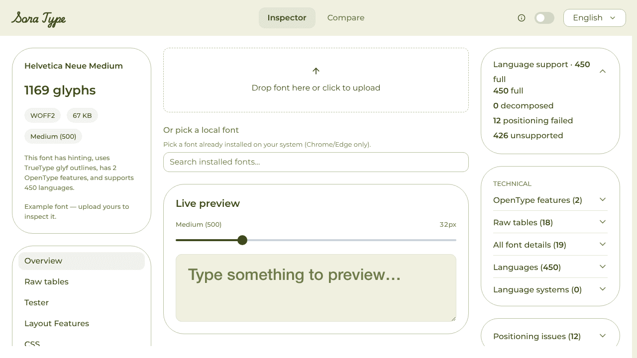 Sora Type website screenshot