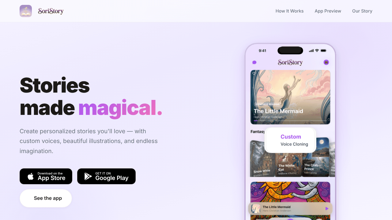 SoriStory website screenshot
