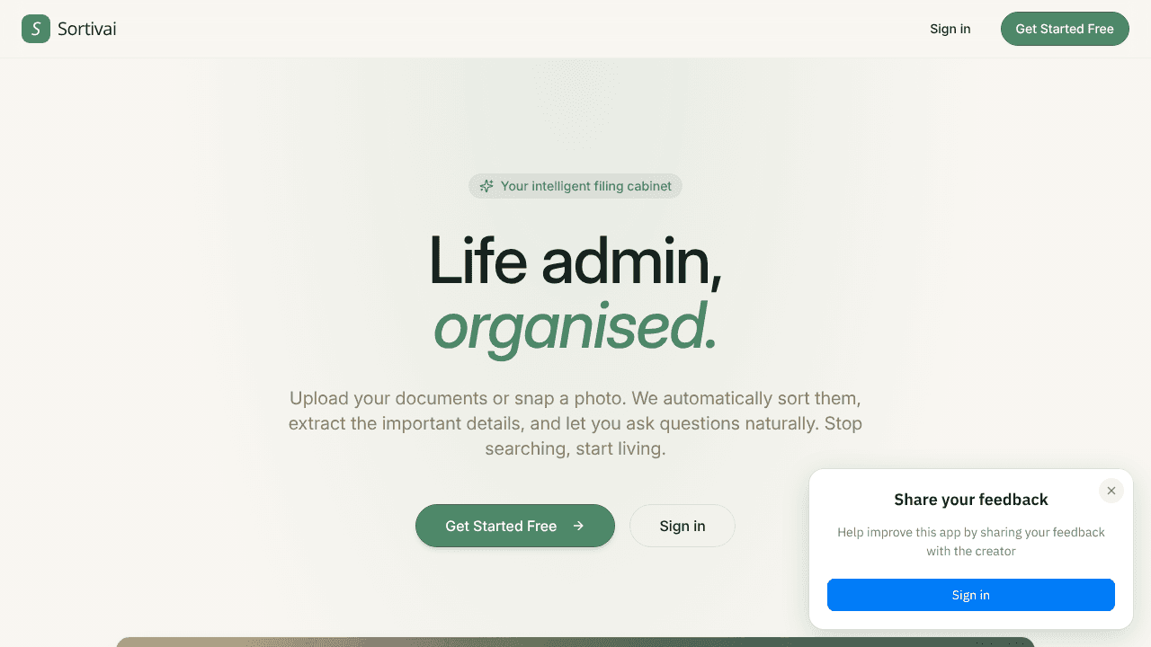 Sortivai website screenshot