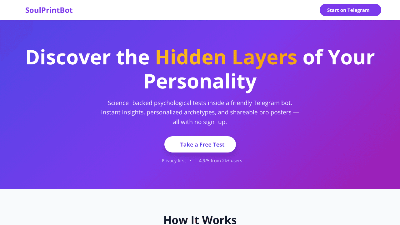 SoulPrintBot website screenshot