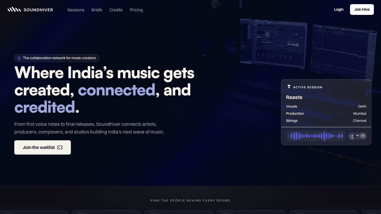 Soundhiver website screenshot