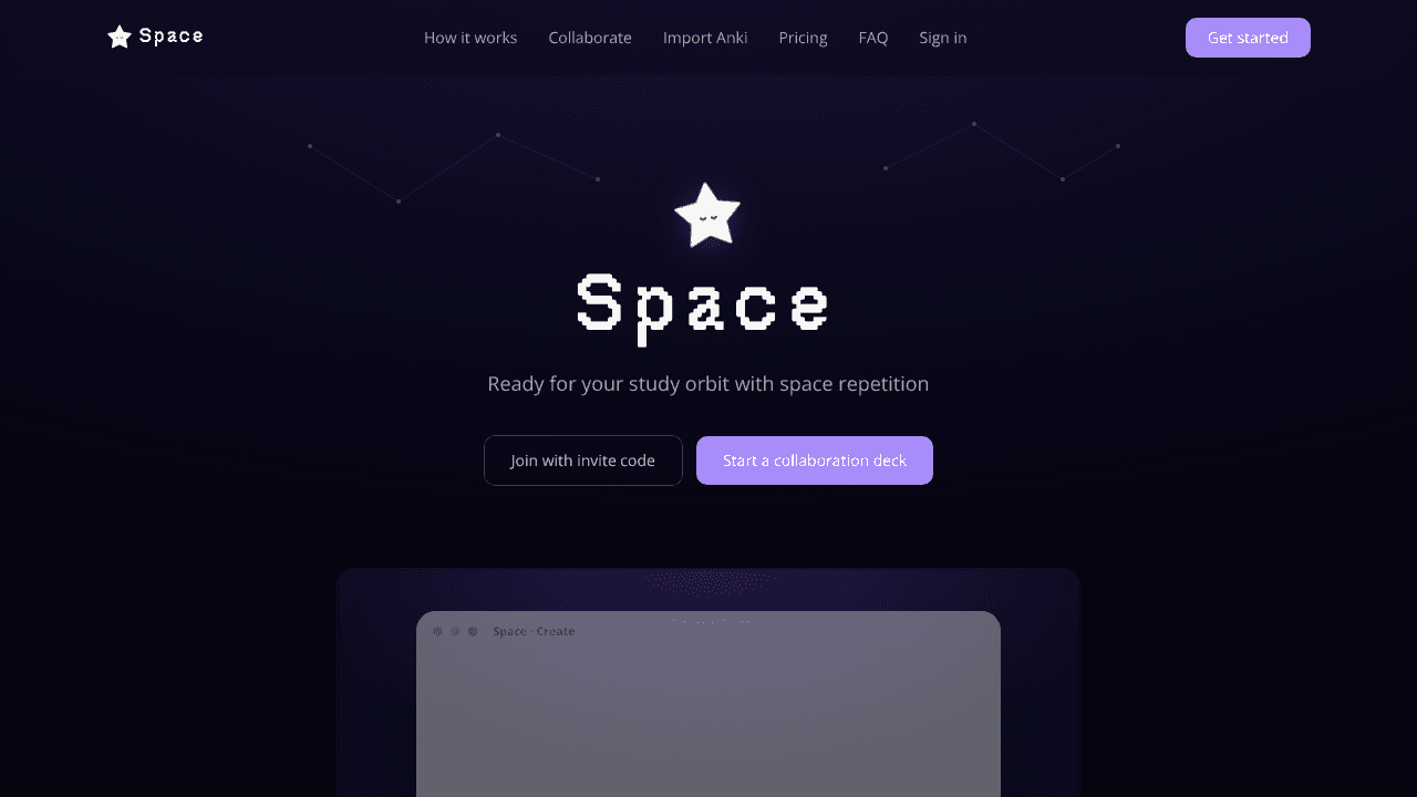 Space website screenshot