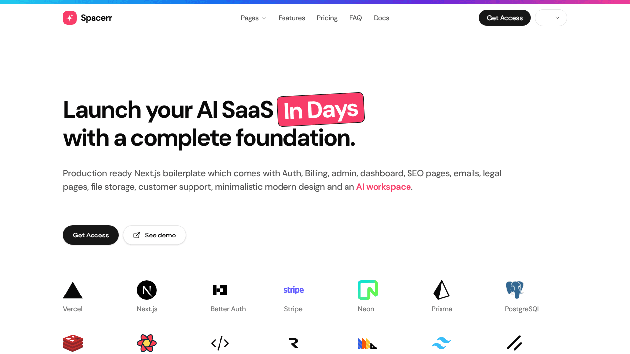 Spacerr Kit website screenshot