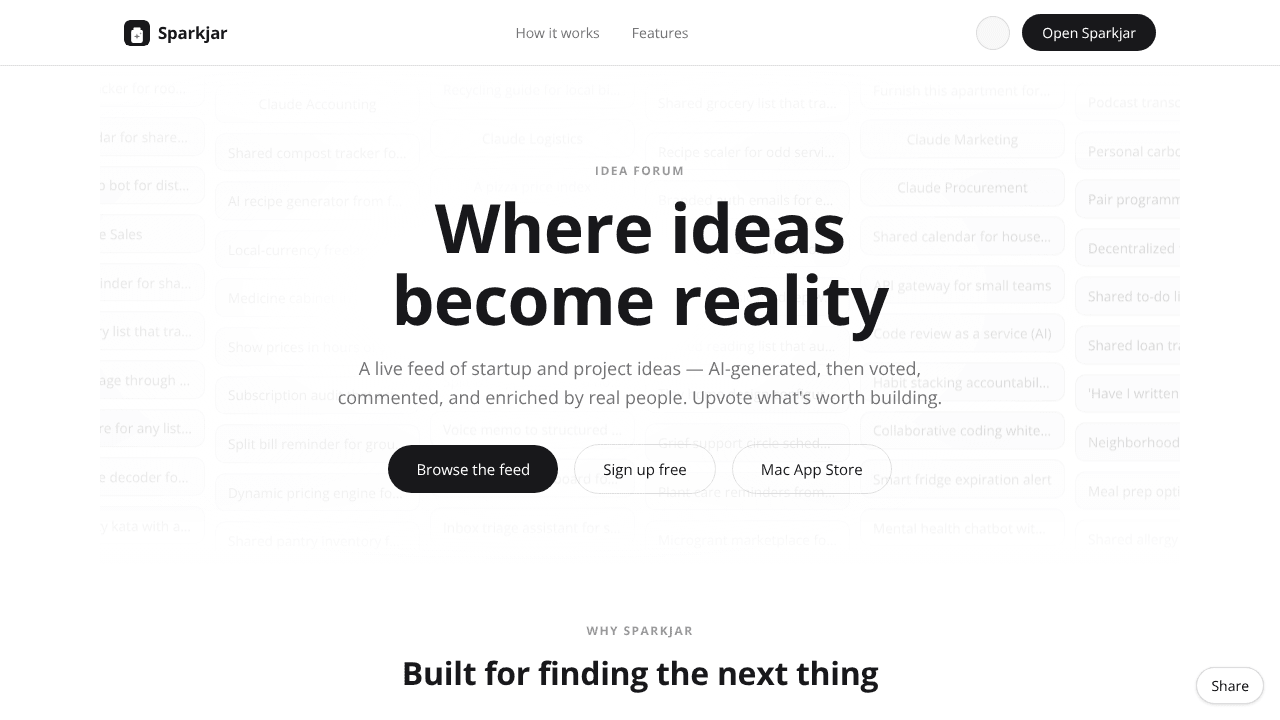 Sparkjar website screenshot