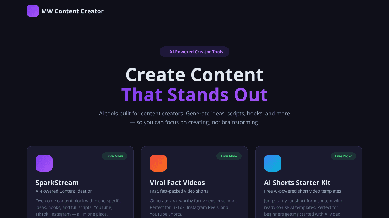 SparkStream website screenshot