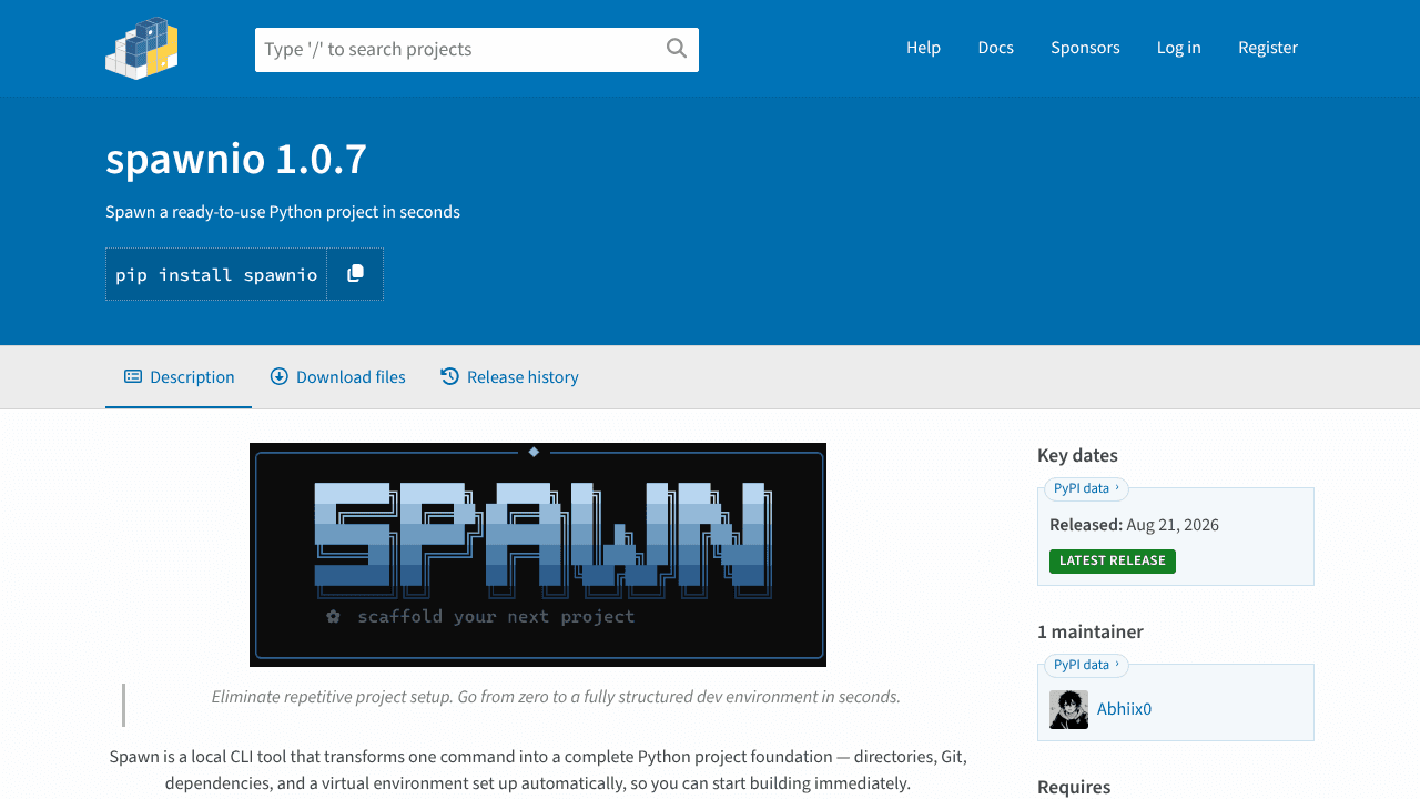 Spawn website screenshot