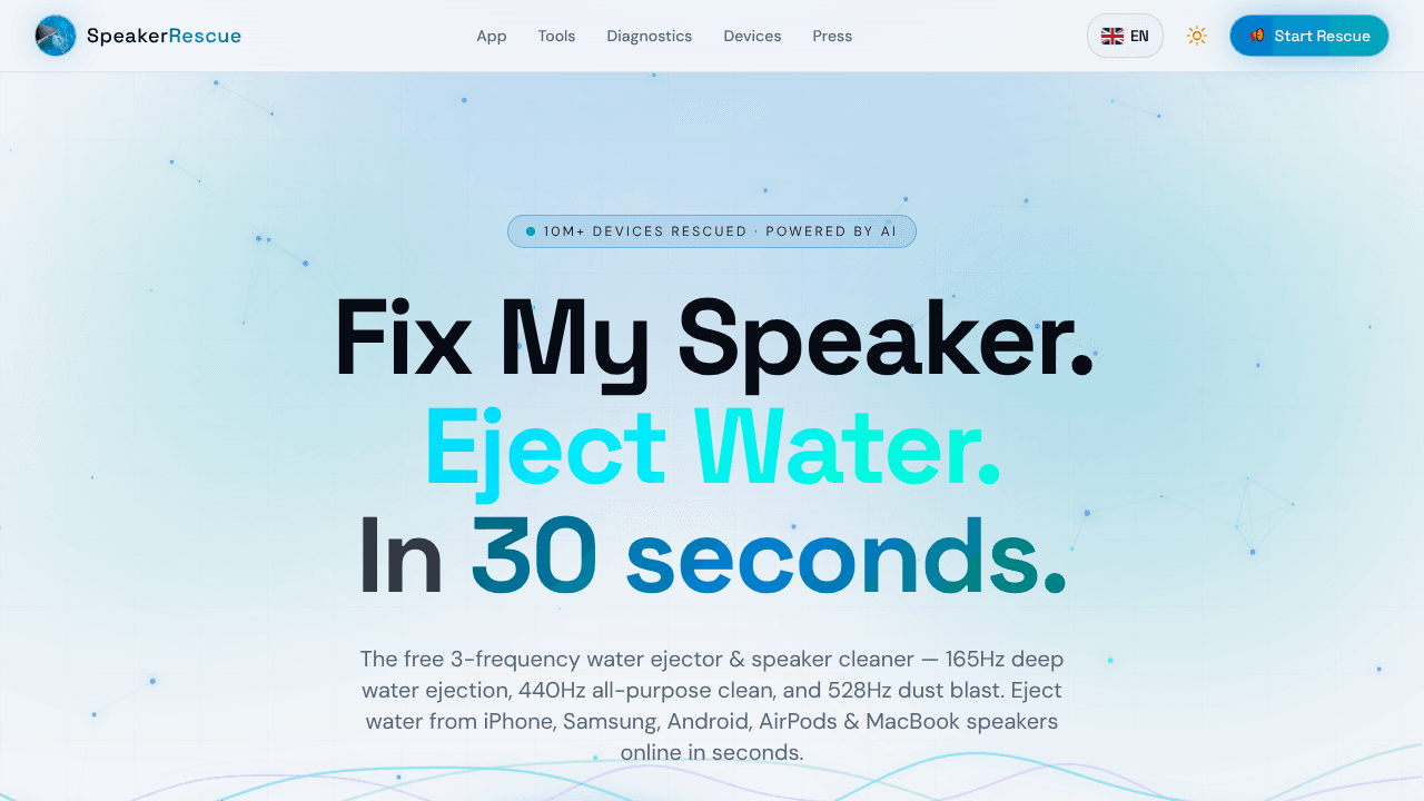 SpeakerRescue: Fix My Speaker website screenshot