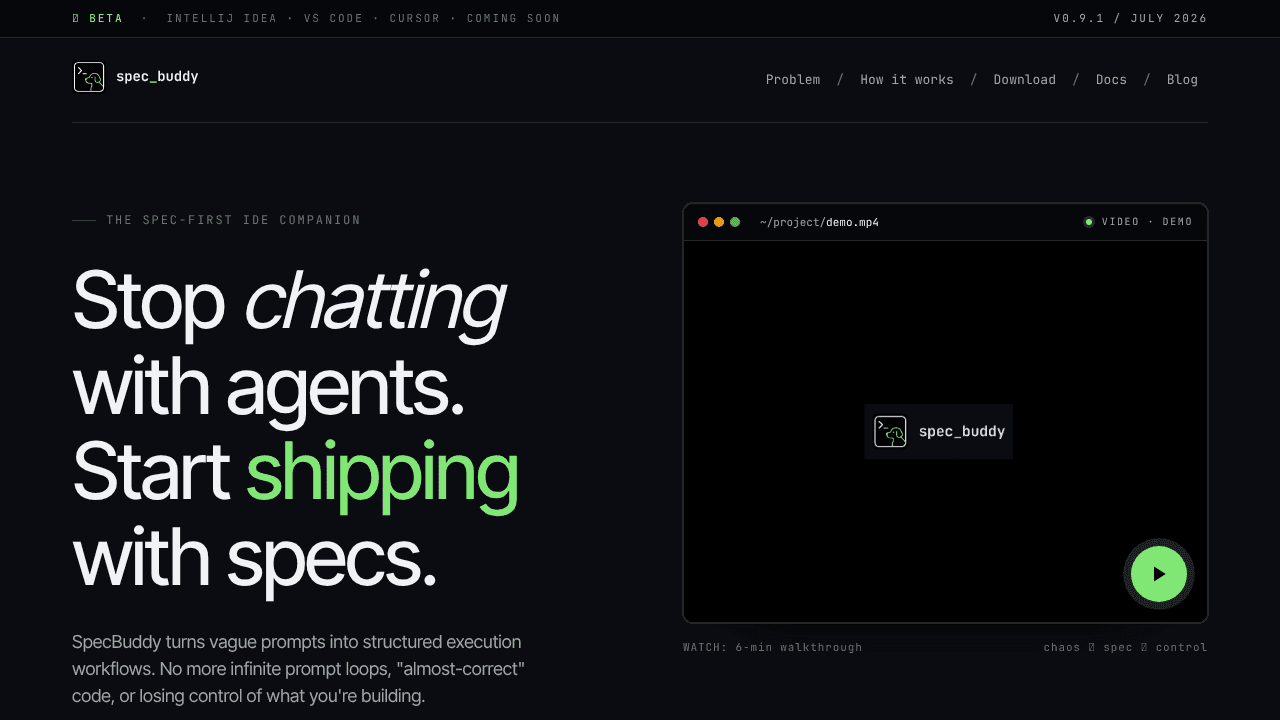 SpecBuddy website screenshot