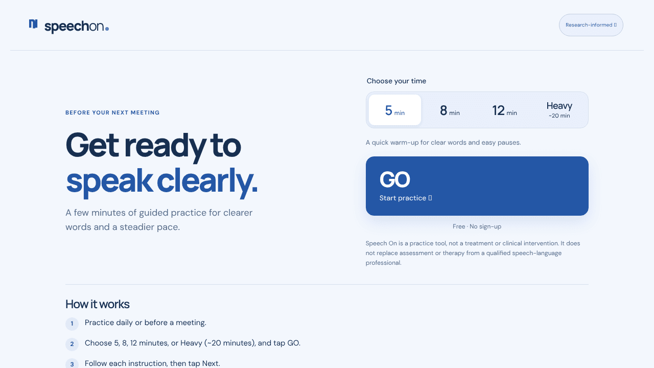 SpeechOn website screenshot