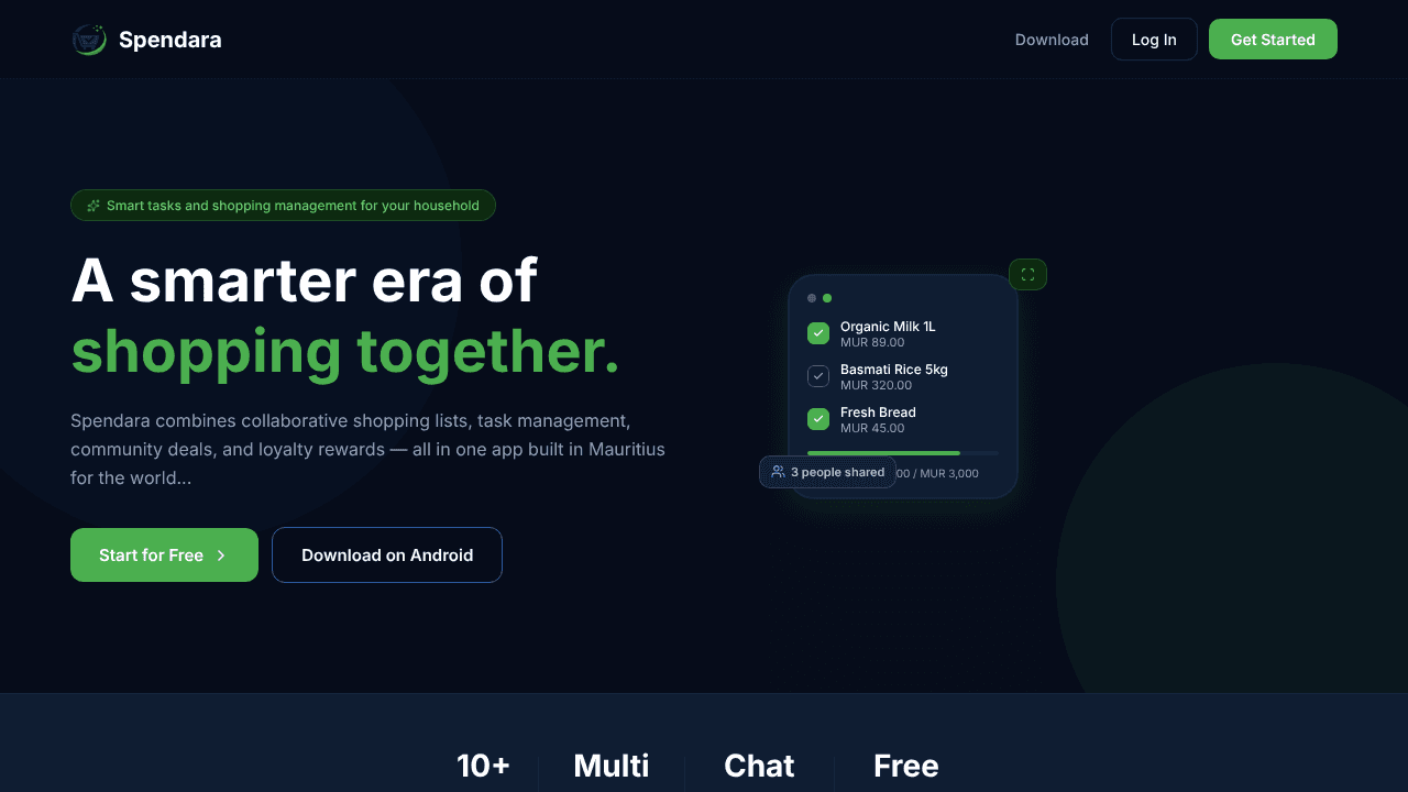spendara website screenshot