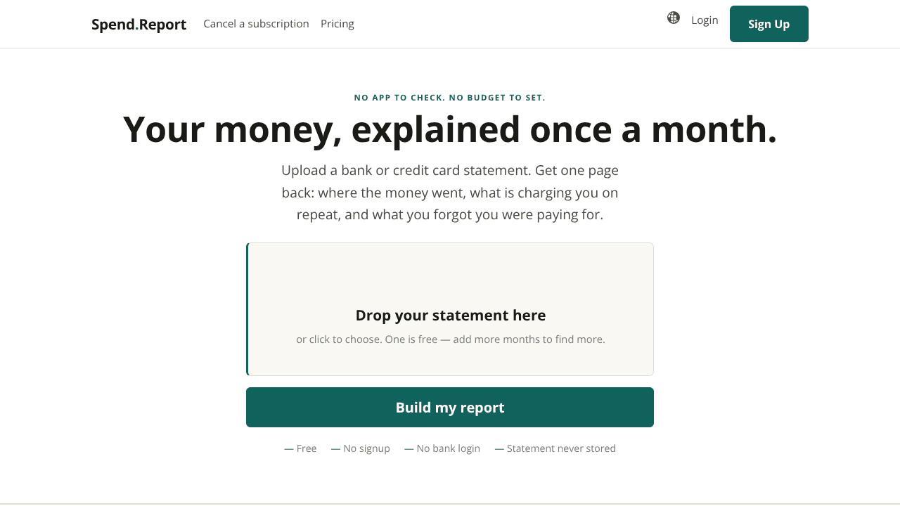 Spend.Report website screenshot