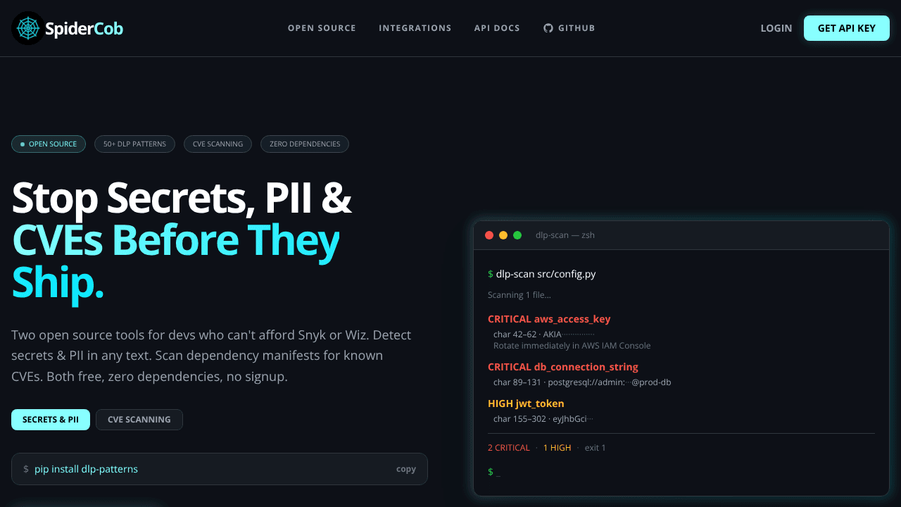 SpiderCob website screenshot