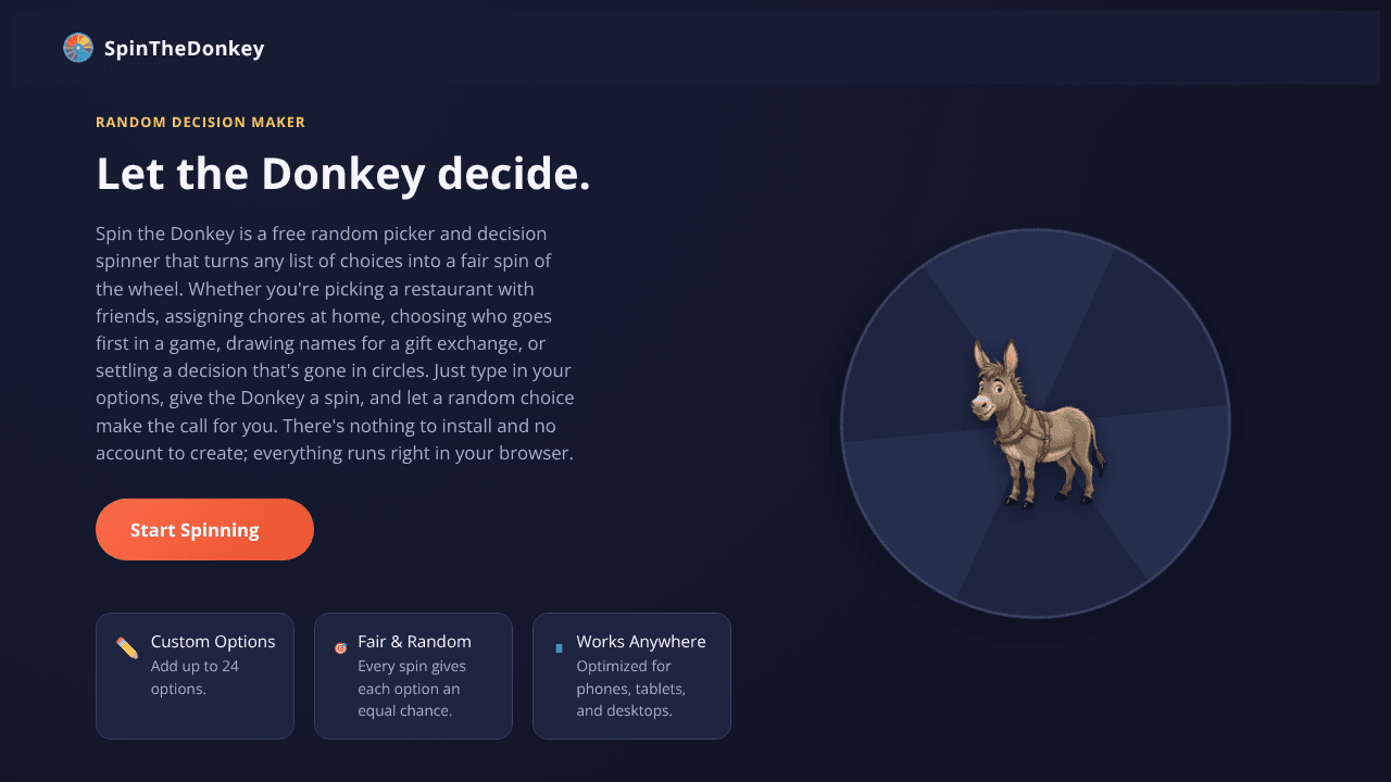 SpinTheDonkey website screenshot