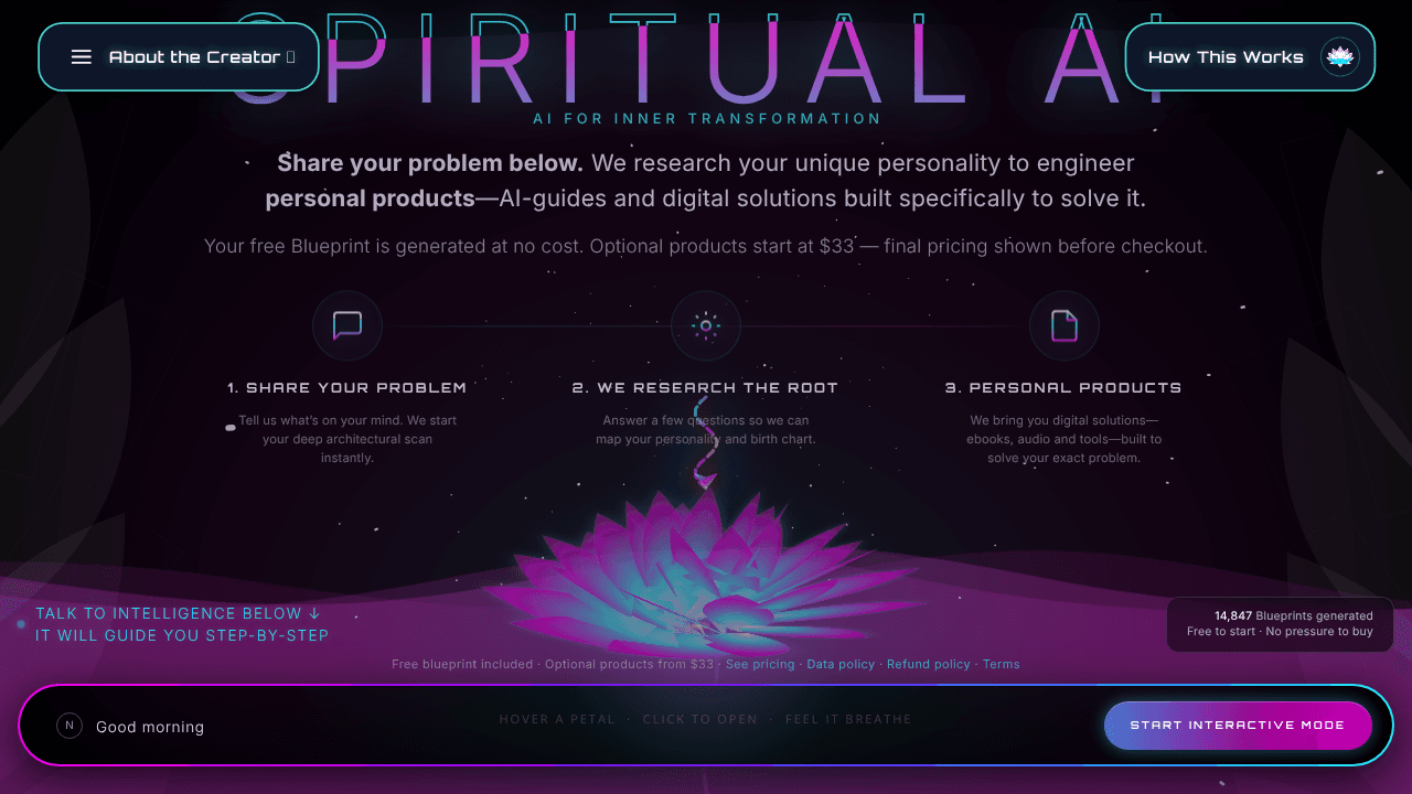 Spiritual AI website screenshot