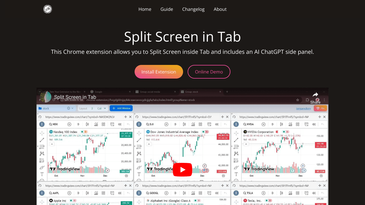 Split Screen in Tab