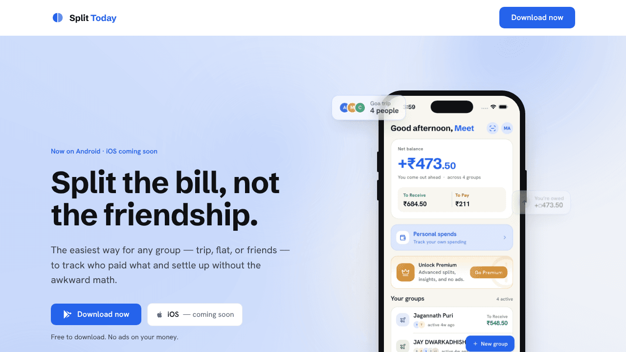 Split Today website screenshot