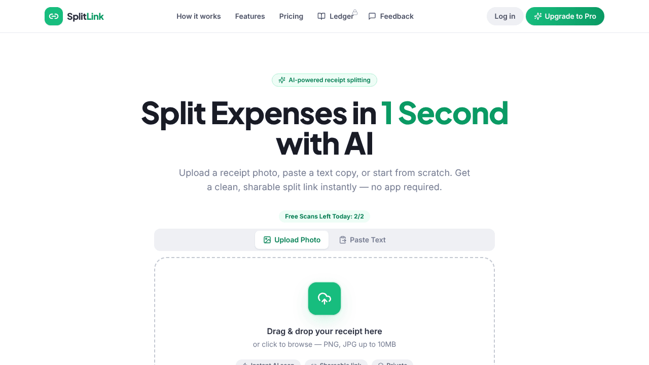 SplitLink website screenshot