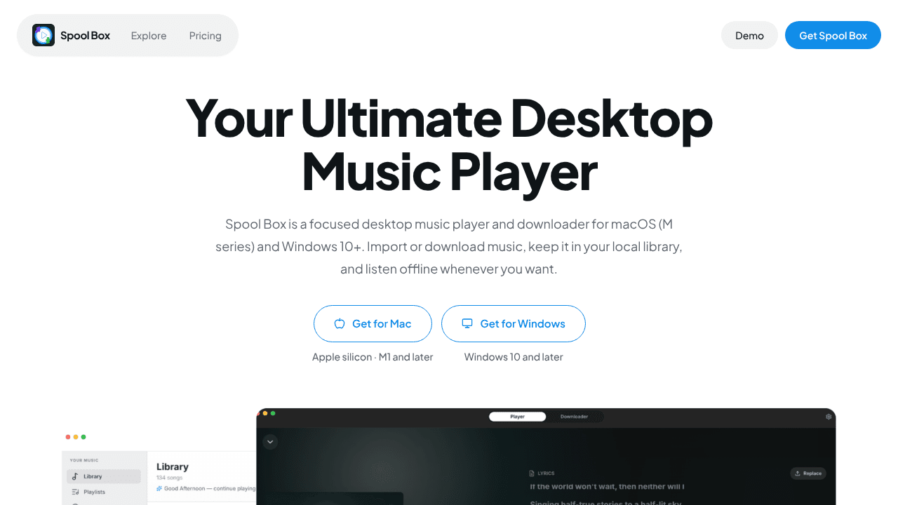 Spool Box - Agentic Music Listening website screenshot