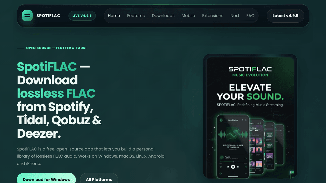 SpotiFLAC website screenshot