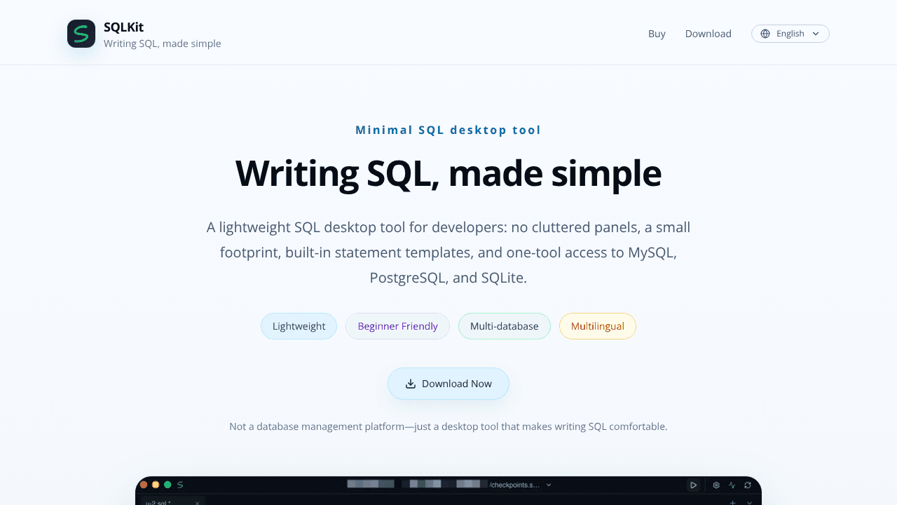 SQLKit website screenshot