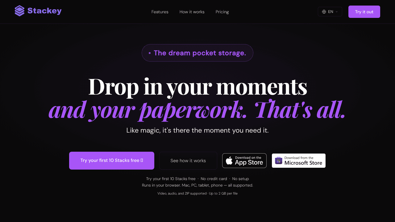 Stackey website screenshot