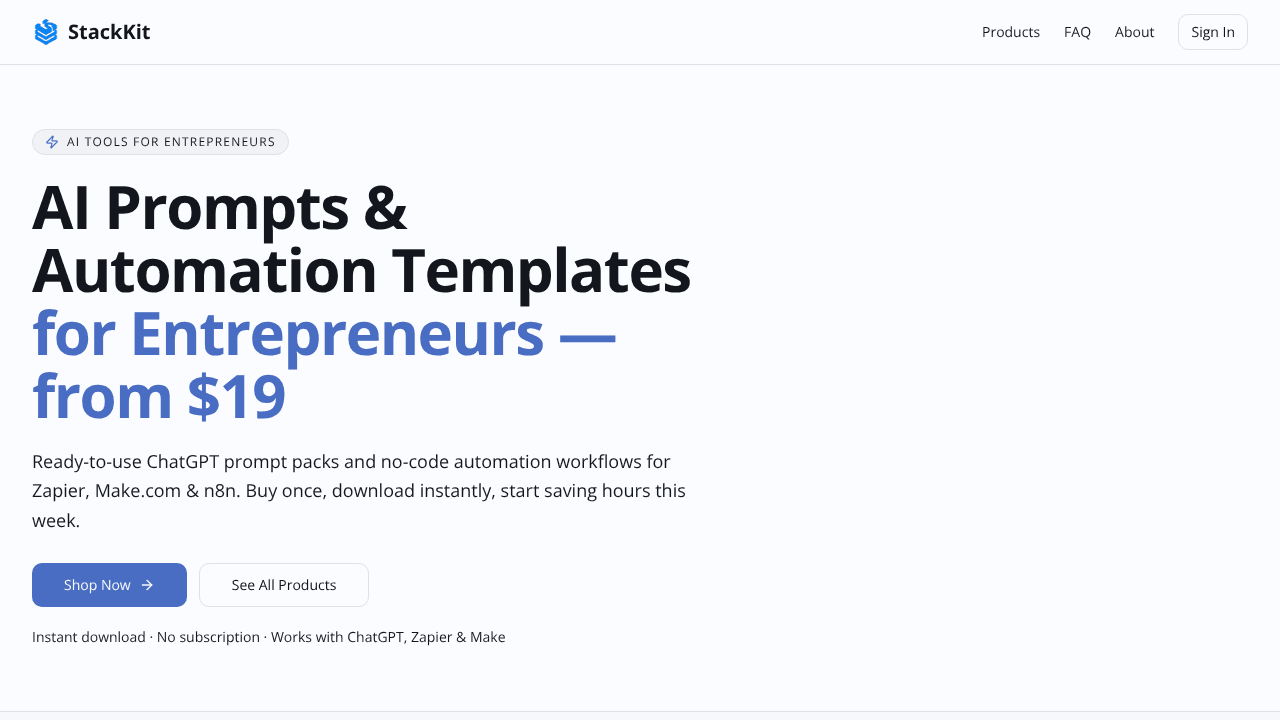 StackKit website screenshot