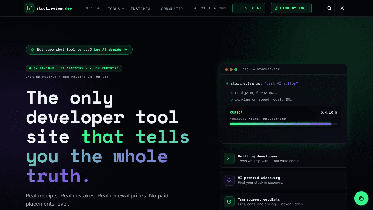 stackreview.dev website screenshot