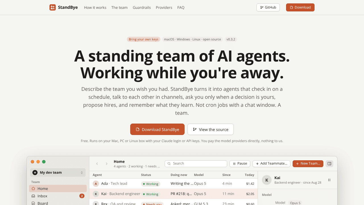 StandBye website screenshot