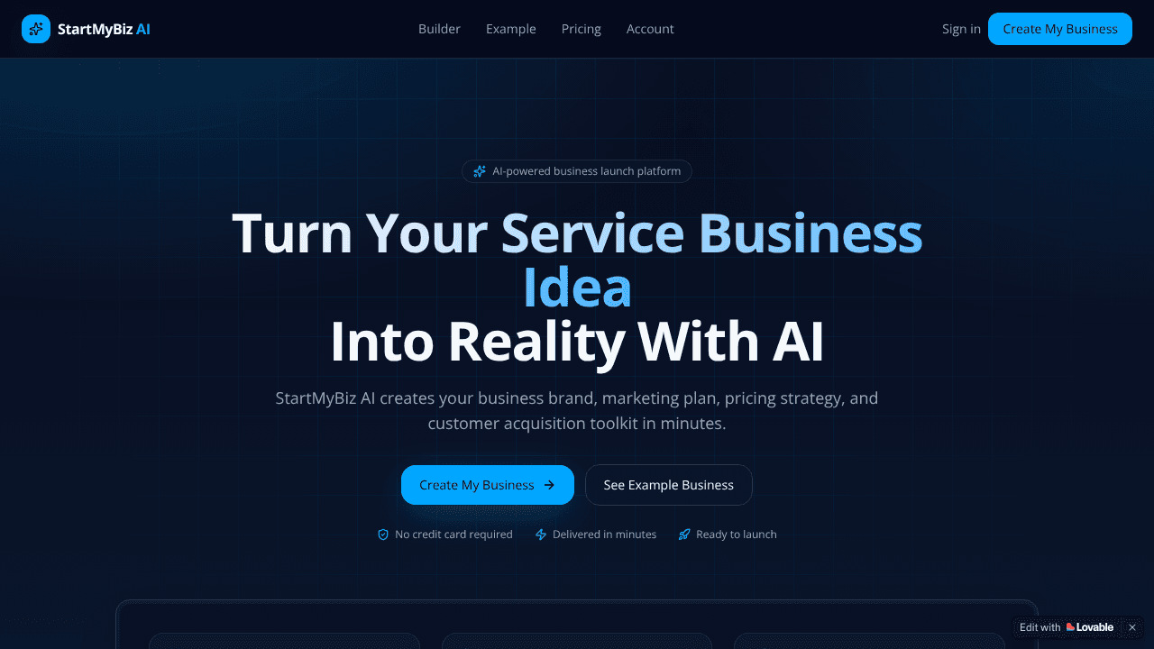 StartMyBiz AI website screenshot