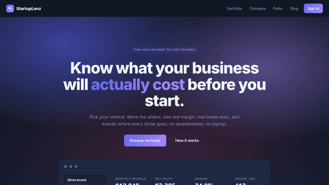 StartupLenz website screenshot