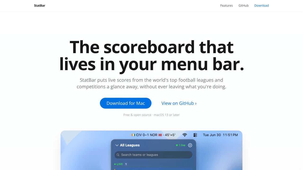 StatBar website screenshot
