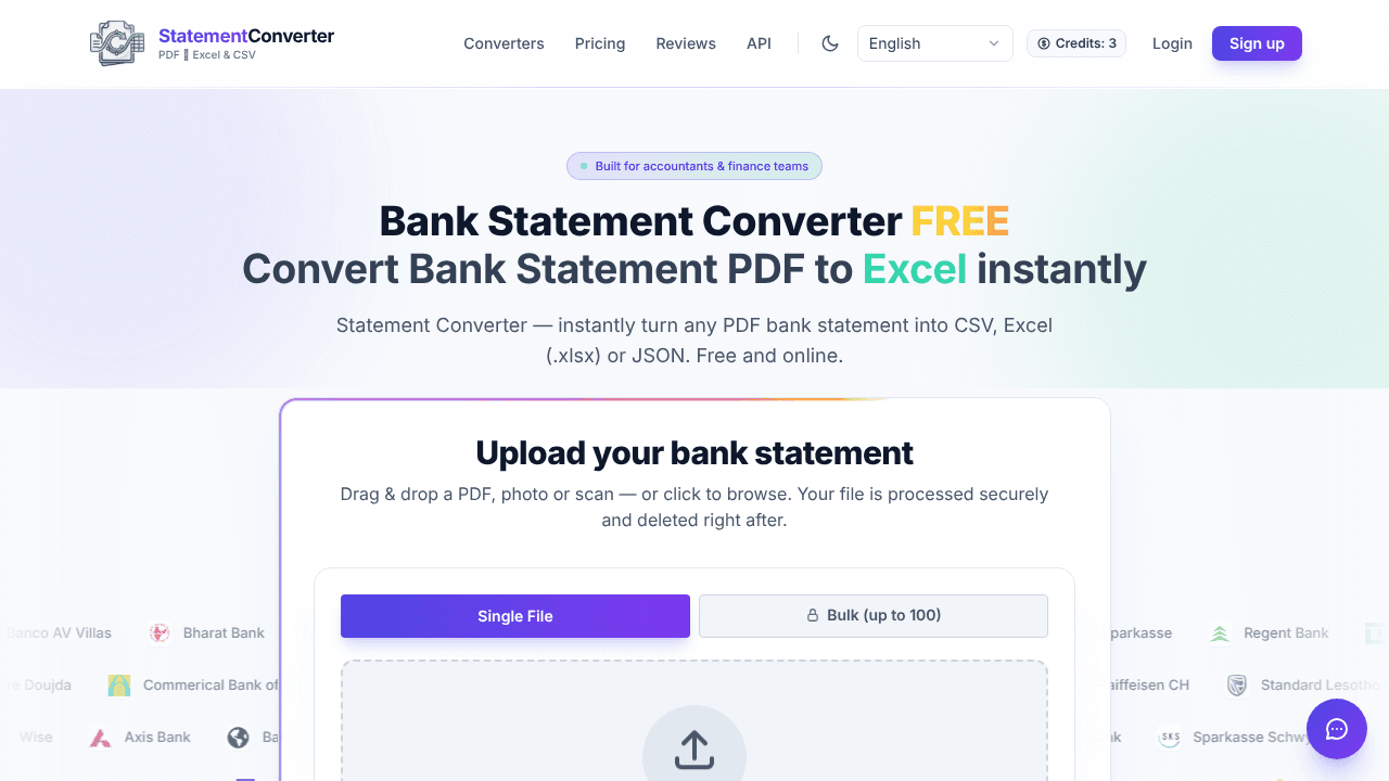 Statement Converter website screenshot