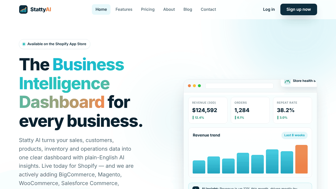Statty AI website screenshot