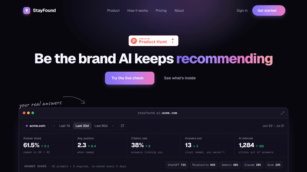 StayFound website screenshot