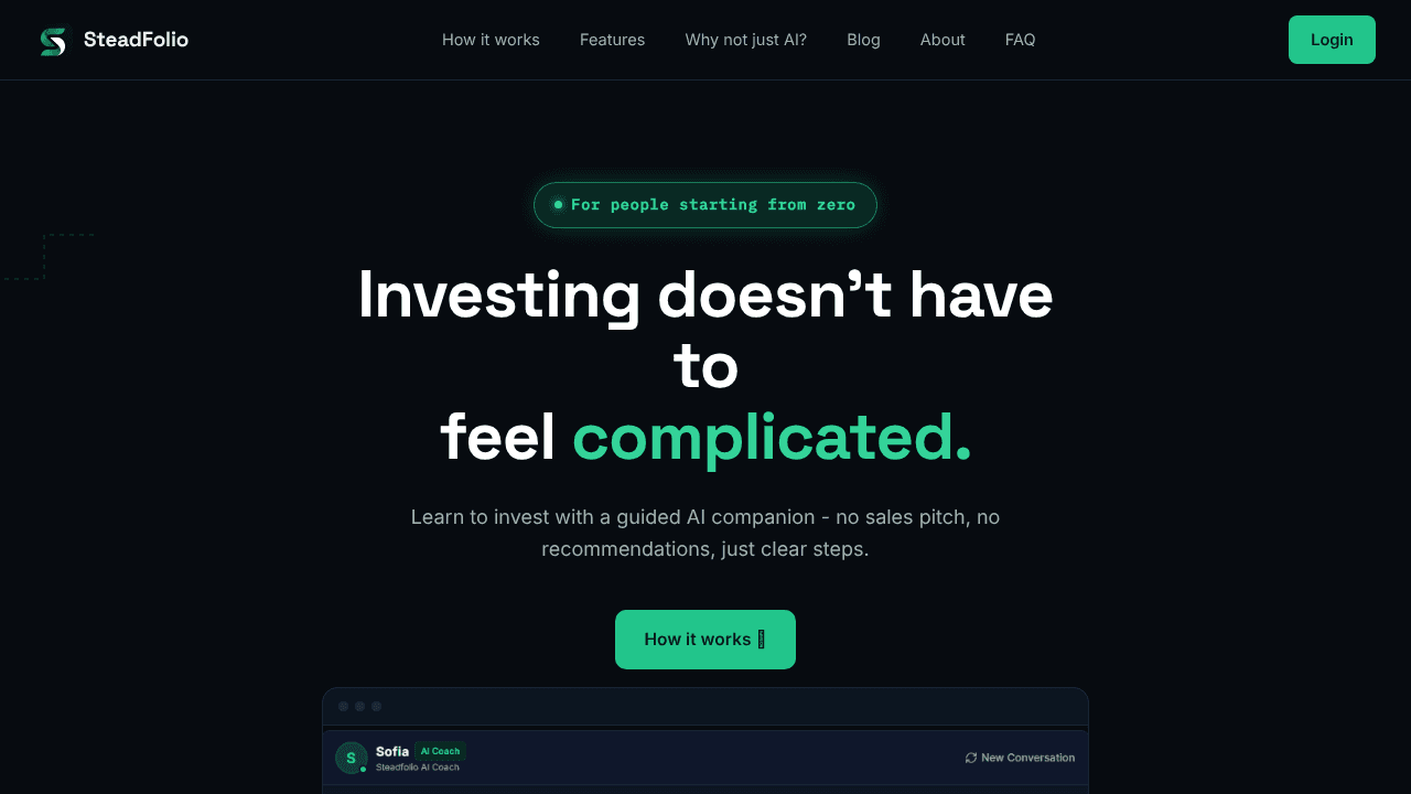 Steadfolio website screenshot