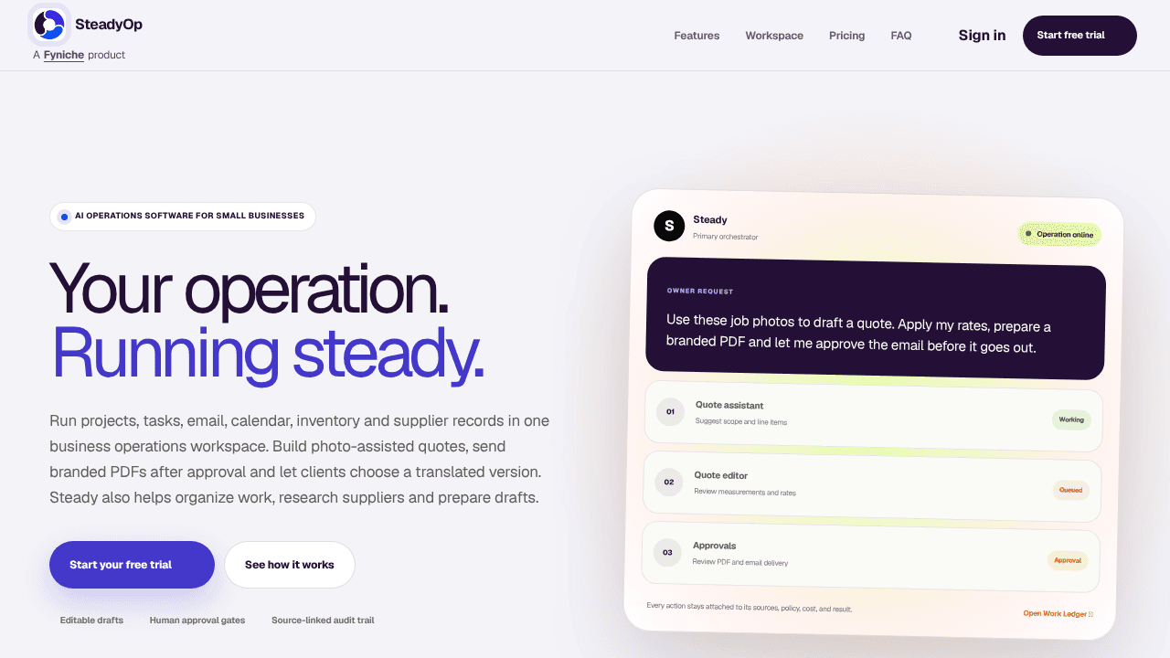 Steadyop website screenshot