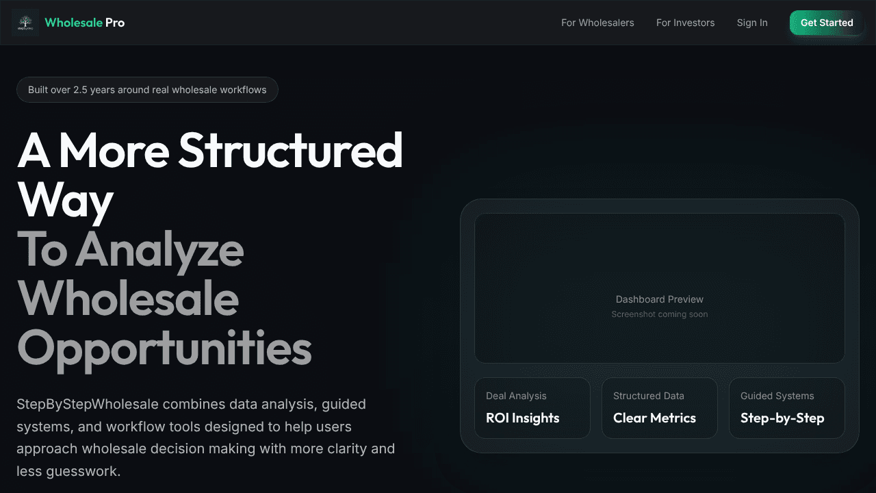 Step by Step Wholesale Pro website screenshot