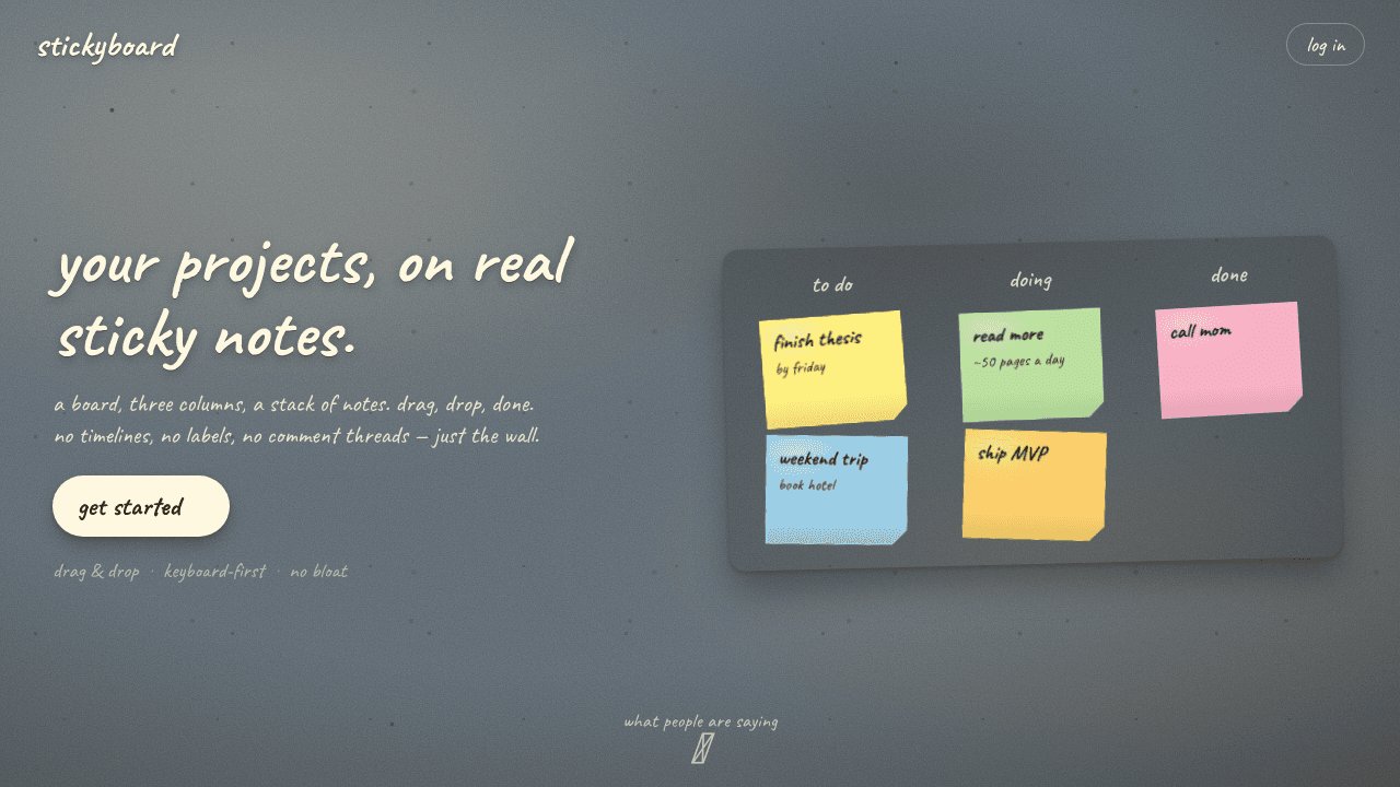 Stickyboard website screenshot