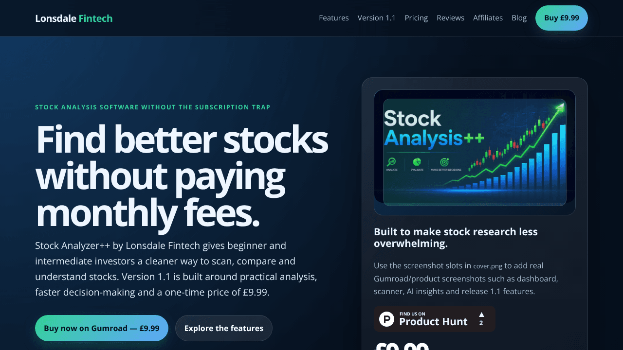 Stock Analyser++ website screenshot