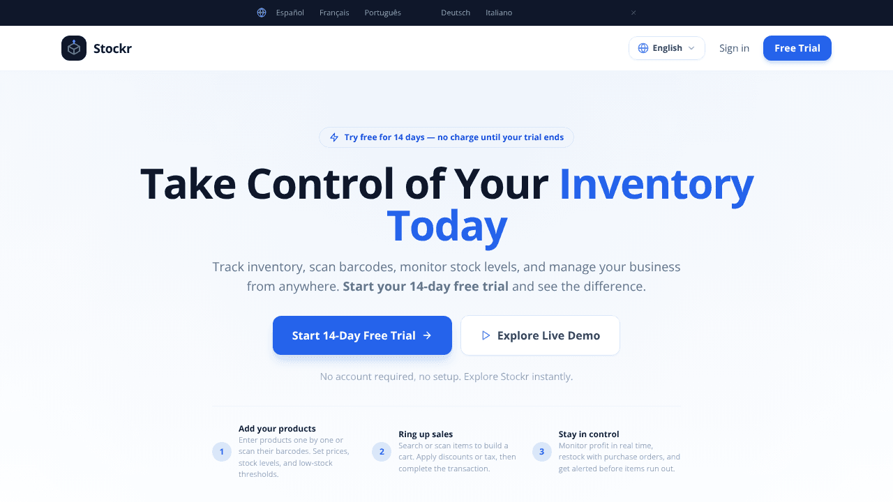 Stockr website screenshot