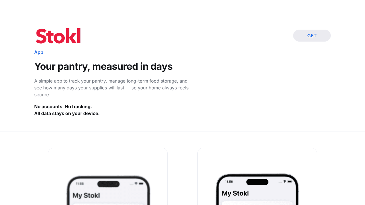 Stokl app website screenshot