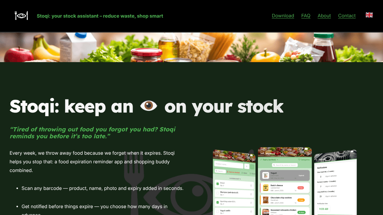 Stoqi: your stock assistant website screenshot
