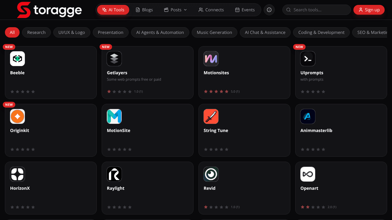 Storagge website screenshot