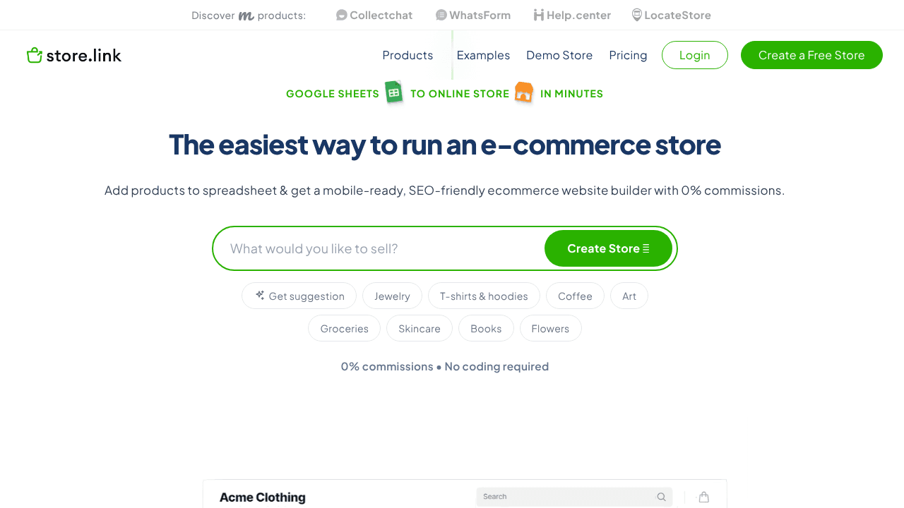 Store.link website screenshot