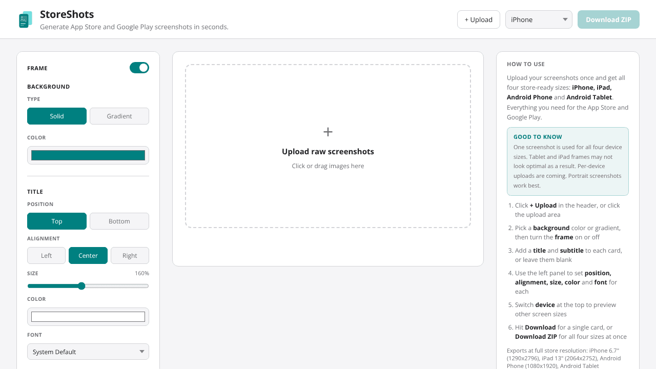 StoreShots website screenshot