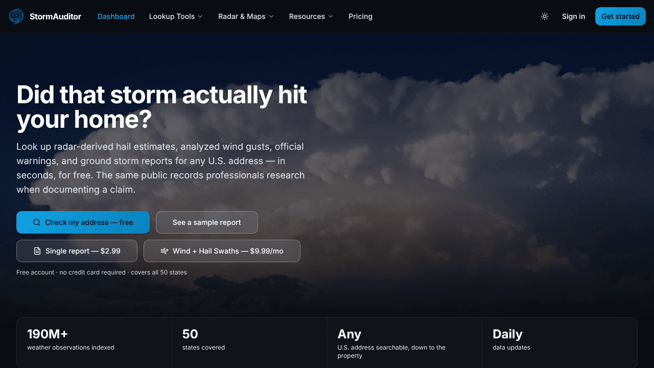 StormAuditor website screenshot