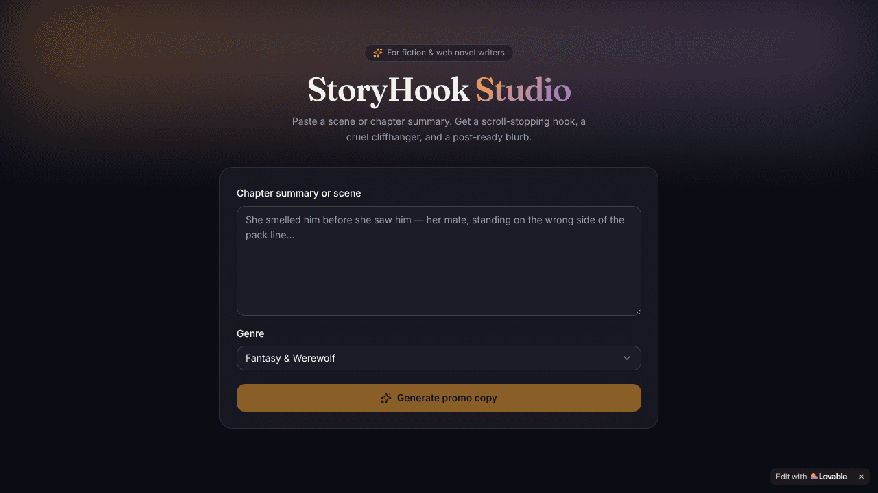 ​StoryHook Studio website screenshot