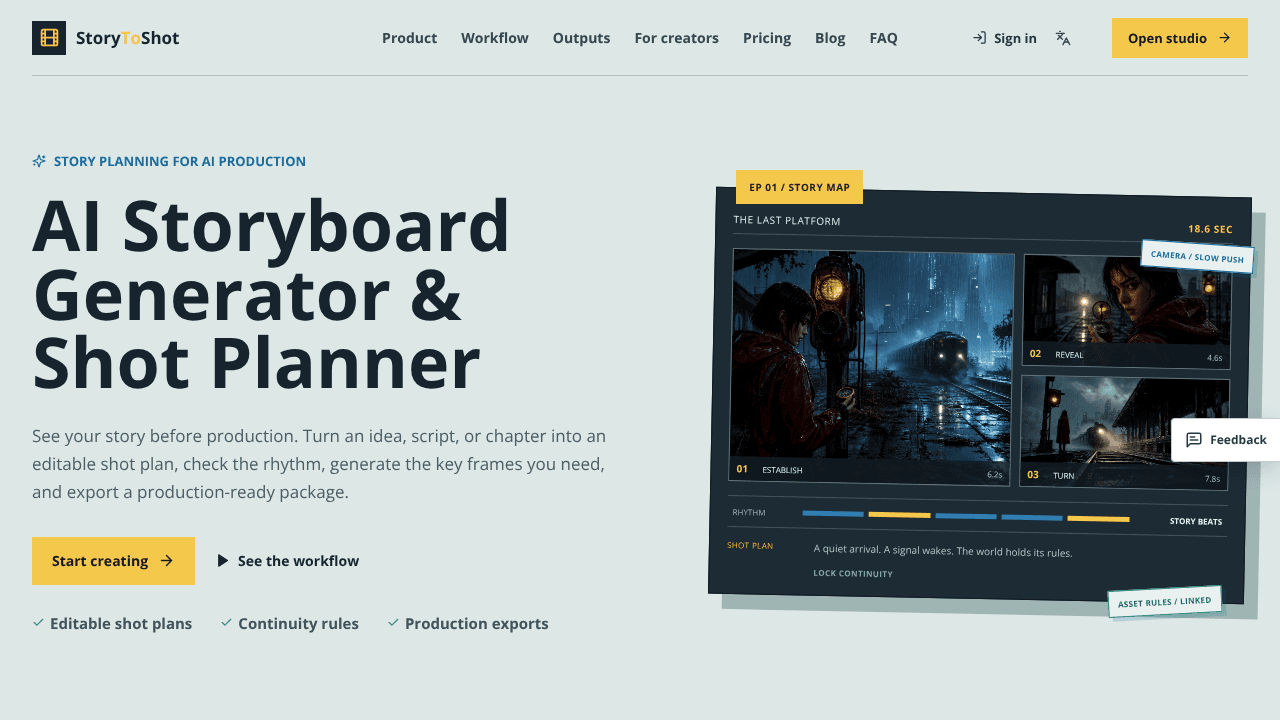 StoryToShot website screenshot