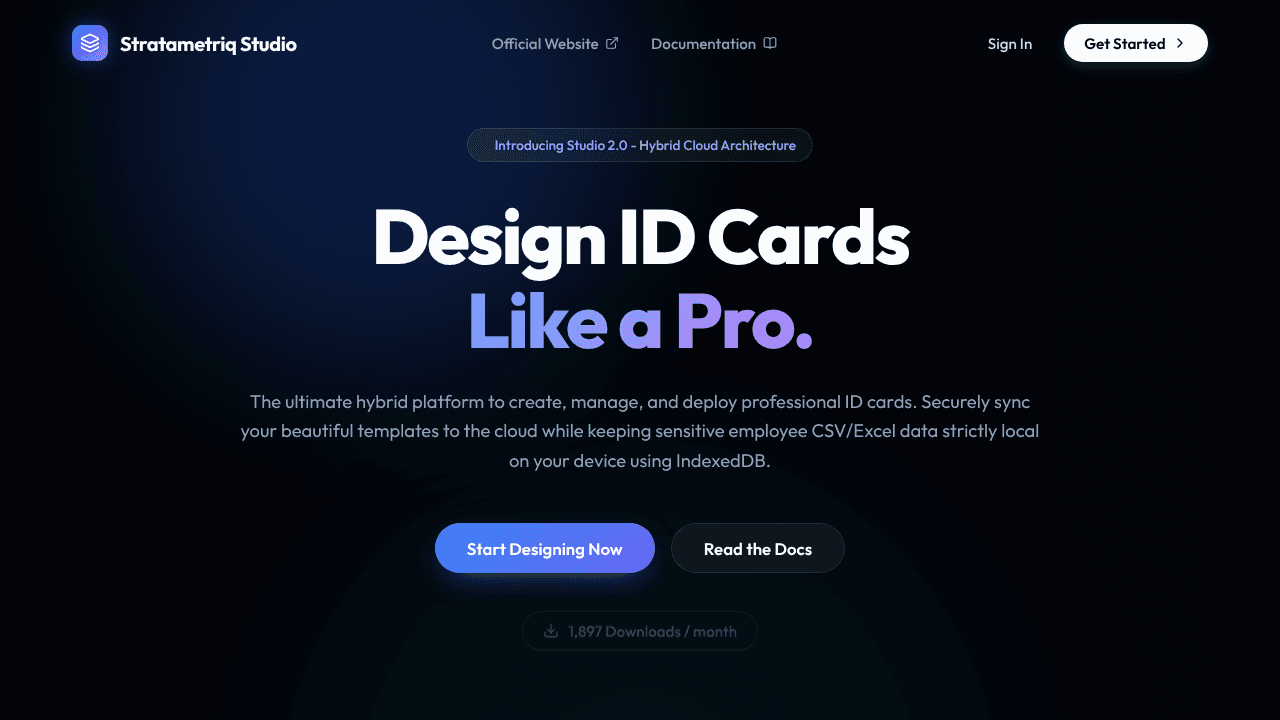 Stratametriq | ID Card Designer Studio website screenshot
