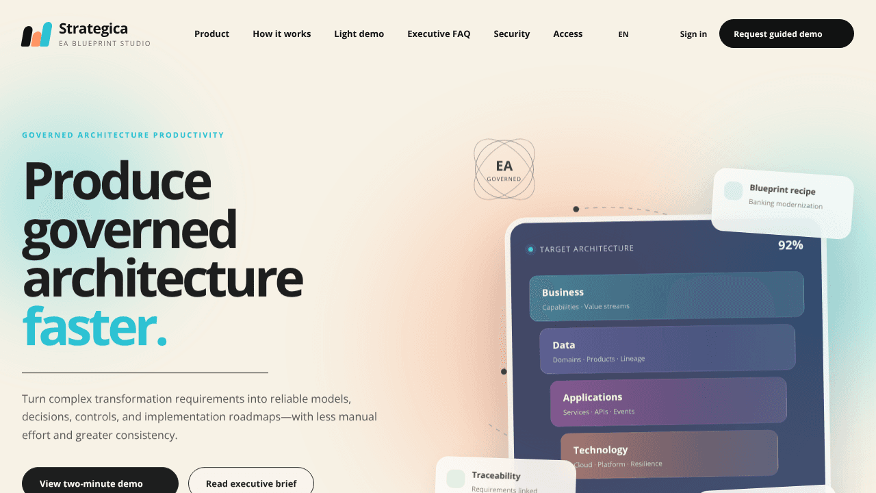 Strategica Blueprint Studio website screenshot